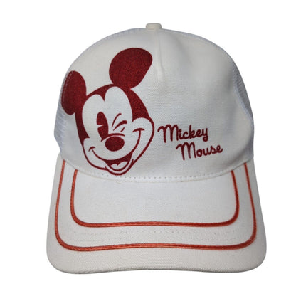 Mickey Mouse Snapback Trucker Hat White One Size Adjustable Mesh Back Disney