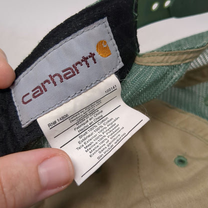 Carhartt Trucker Hat Green One Size Mesh Snapback Logo Patch Workwear Cotton