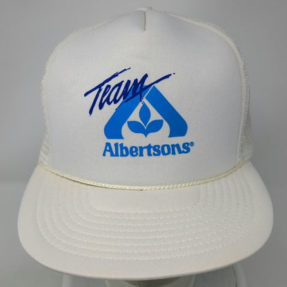 San Sun Team Albertsons Trucker Hat White Blue One Size Mesh Rope Logo Snapback