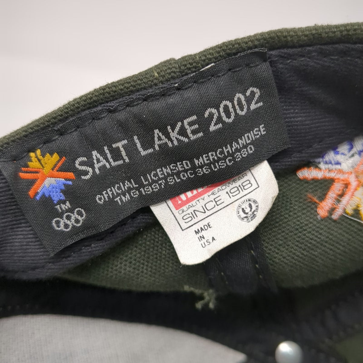 American Needle Salt Lake 2002 Olympics Hat Green Baseball Cap OS Suede Vintage