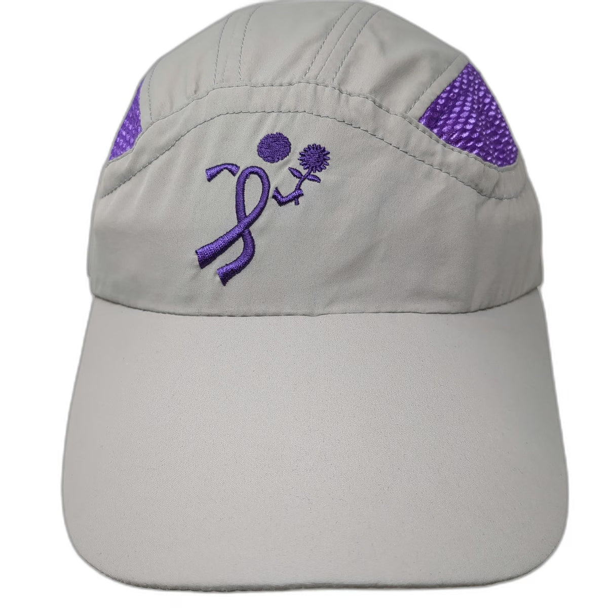 Racetrackers Baseball Cap Beige One Size Purple Ribbon Mesh Strapback Runner Hat