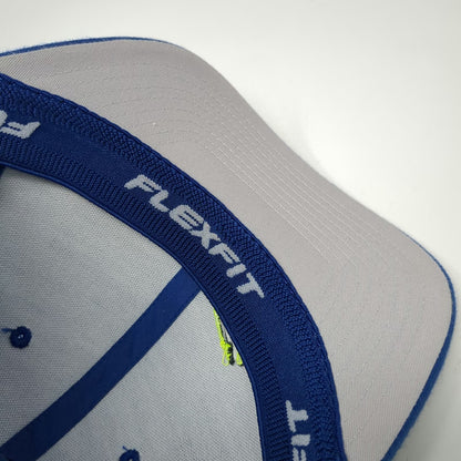Flexfit Baseball Cap Blue M Glamis Script Logo Curved Brim Structured Hat
