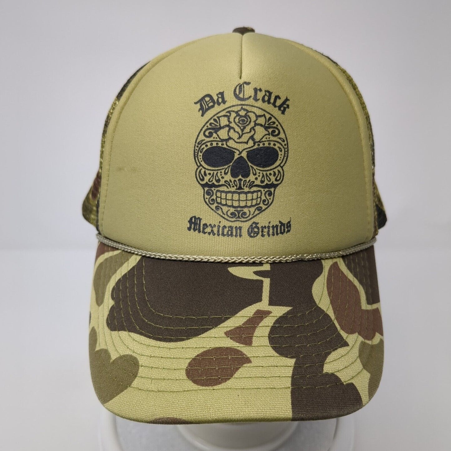 Da Crack Mexican Grinds Mesh Back Rope Trucker Hat Camo One Size Otto