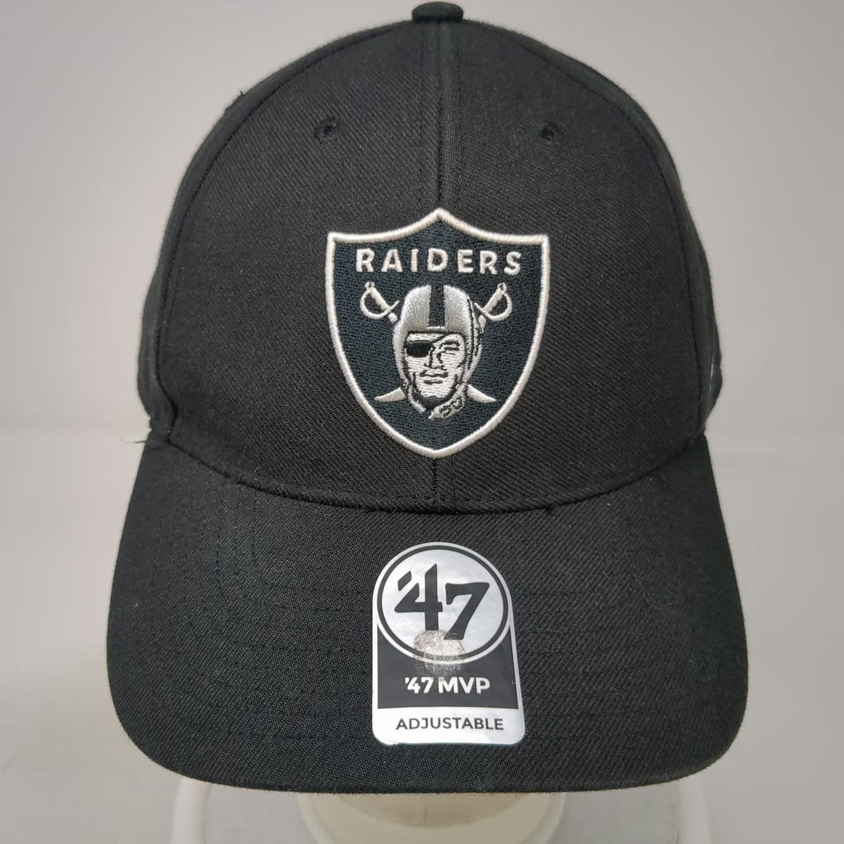 '47 NFL Las Vegas Raiders Shield Logo Black Baseball Cap OS Strapback Hat