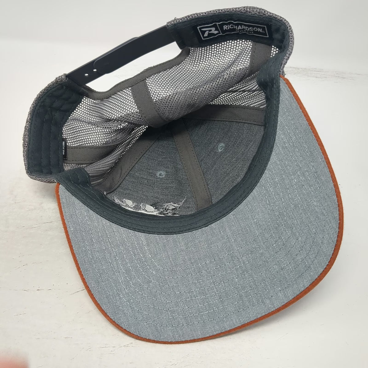 Richardson Trucker Hat Gray Orange One Size Joe Foundation Mesh Snapback 112
