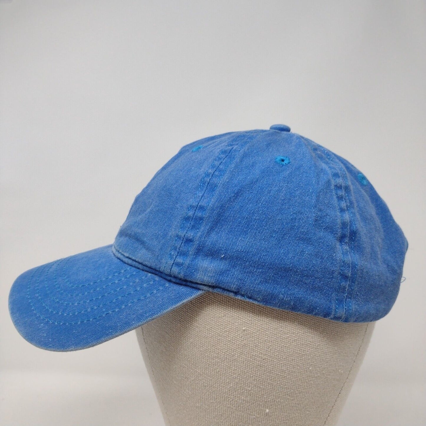 Unbranded Strapback Hat Blue One Size Lightweight Vented Holes 6 Panel Blank