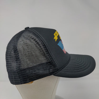 We Support Old Glory Snapback Rope Trucker Hat Black OSFA Mesh Back