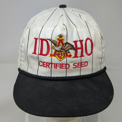 Jan-Bar 5 Panel Hat White Black Pinstripe Rope Slideback Eagle Logo USA Vintage