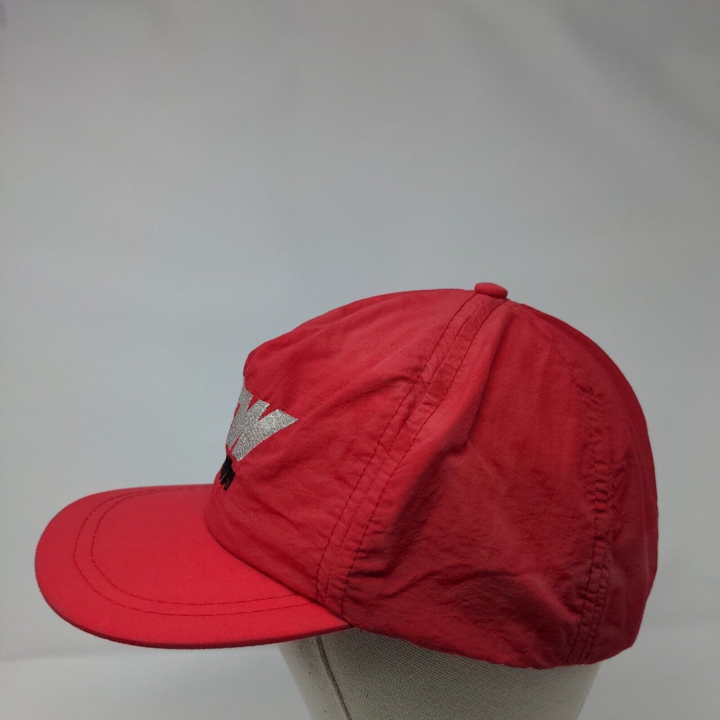 NW Nations Way Slideback Hat Red One Size Embroidered Leather Strap