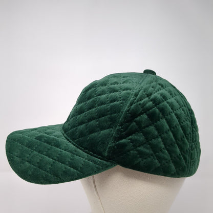 David And Young Strapback Hat Green One Size Velvet Diamond Quilted