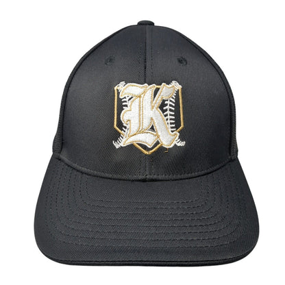 Old English K Fitted Mesh Back Trucker Hat Black 7 3/8-8 Embroidered