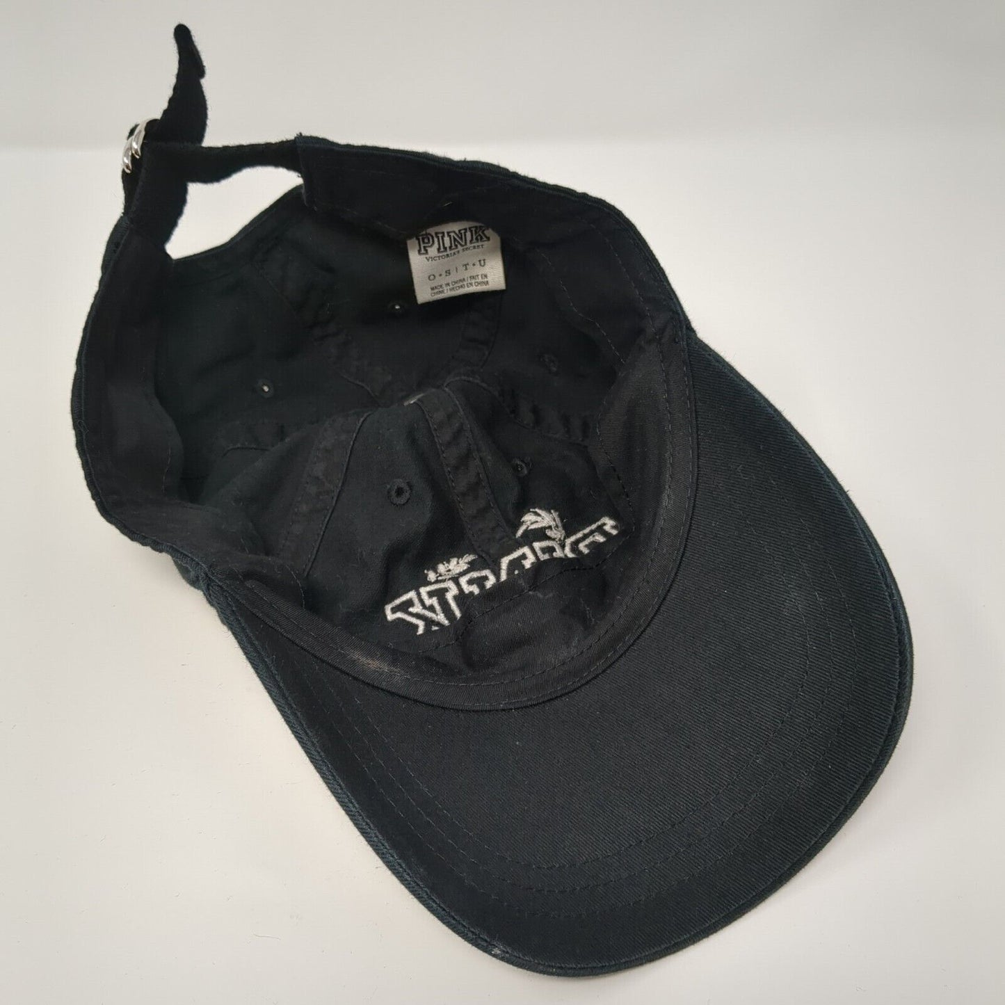 PINK Victoria's Secret Strapback Hat Black One Size Embroidered 6 Panel