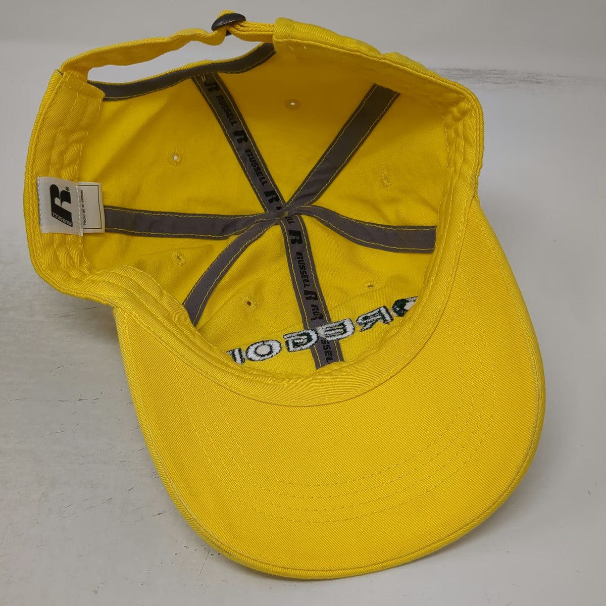 Russell Oregon Ducks NCAA Yellow Green One Size Adjustable Embroidered Cap Hat