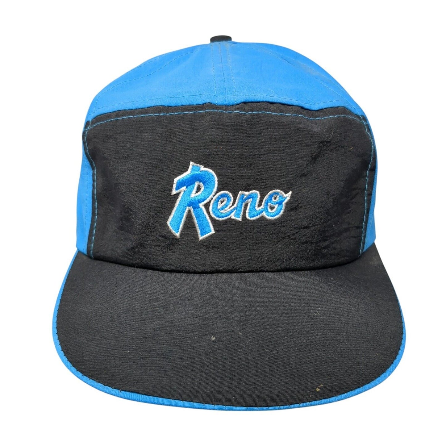 Reno Snapback Hat Blue One Size Adjustable Embroidered 6 Panel Nylon