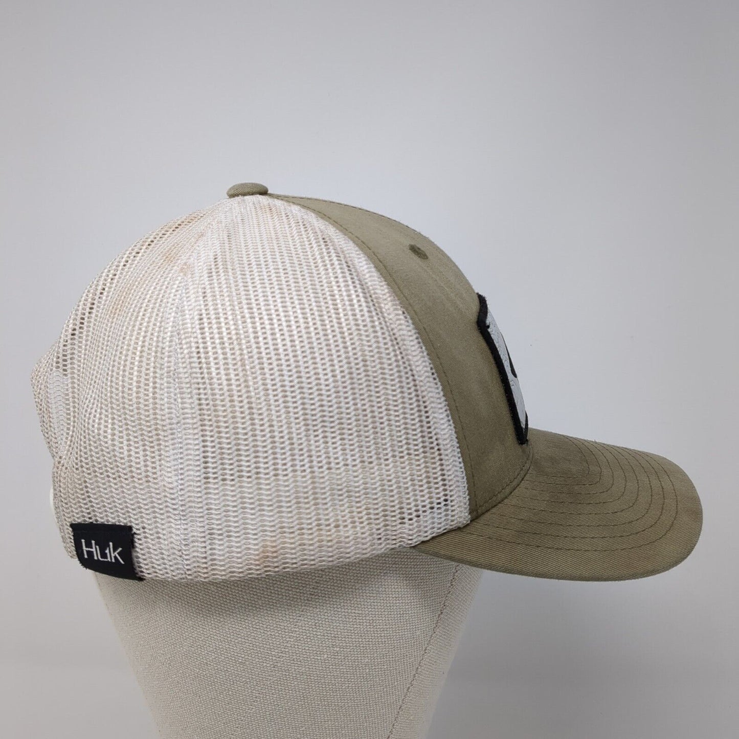 Huk Fish Performance Snapback Trucker Hat Tan One Size Mesh Back Yupoong