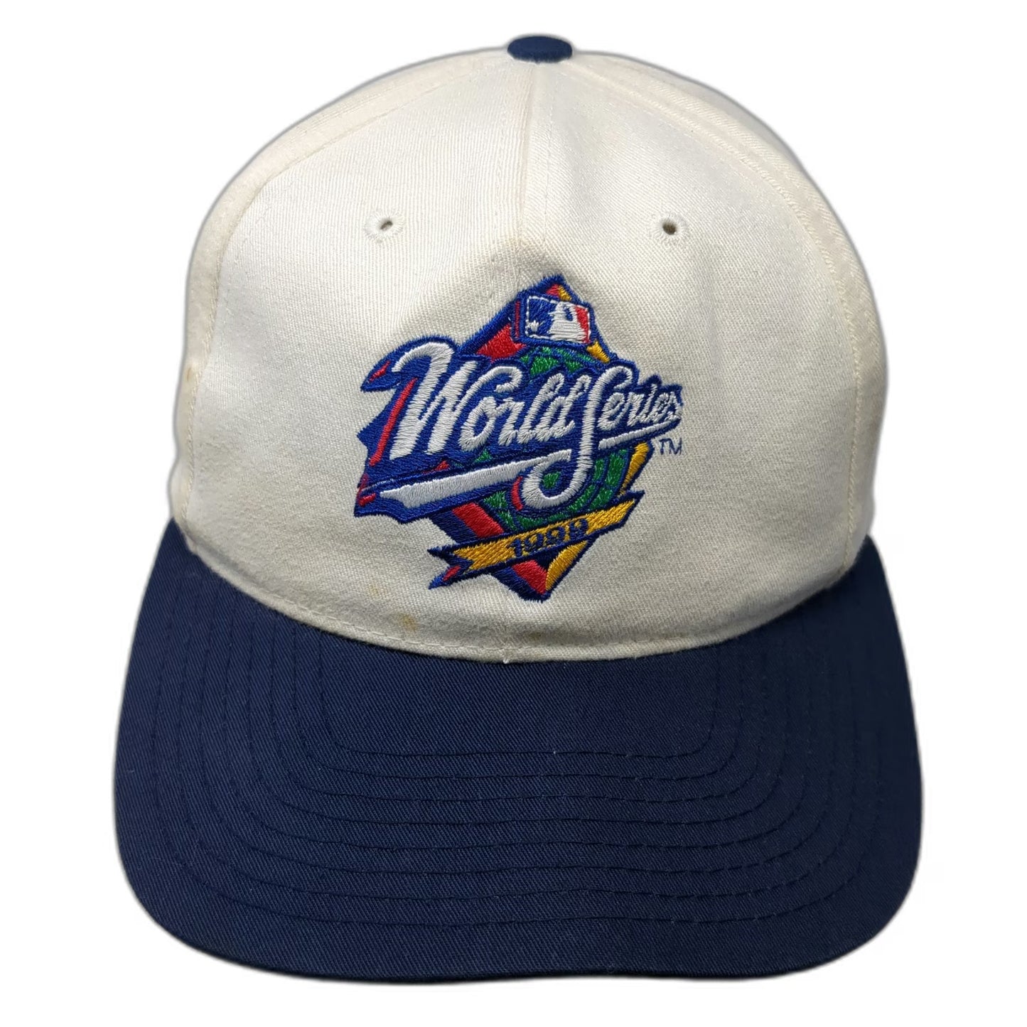 Twins Enterprise 1999 World Series MLB Snapback Hat White Blue OS Gray Vintage