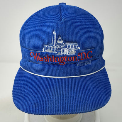 Trucker Blue One Size Hat Washington DC Corduroy Rope Skyline Cityscape Cap