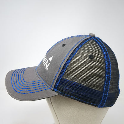 Garmin Trucker Hat Gray One Size Mesh Snapback Blue Contrast Stitching Logo