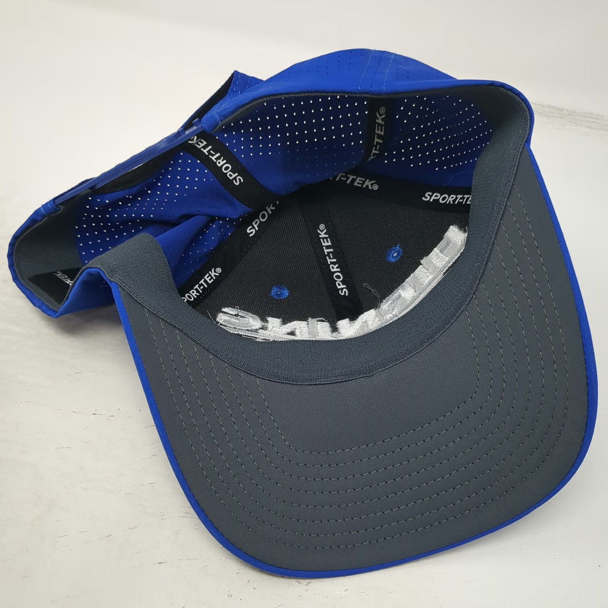Sport-Tek Trucker Hat Blue One Size Hirning GMC Snapback Laser Cut Ventilation
