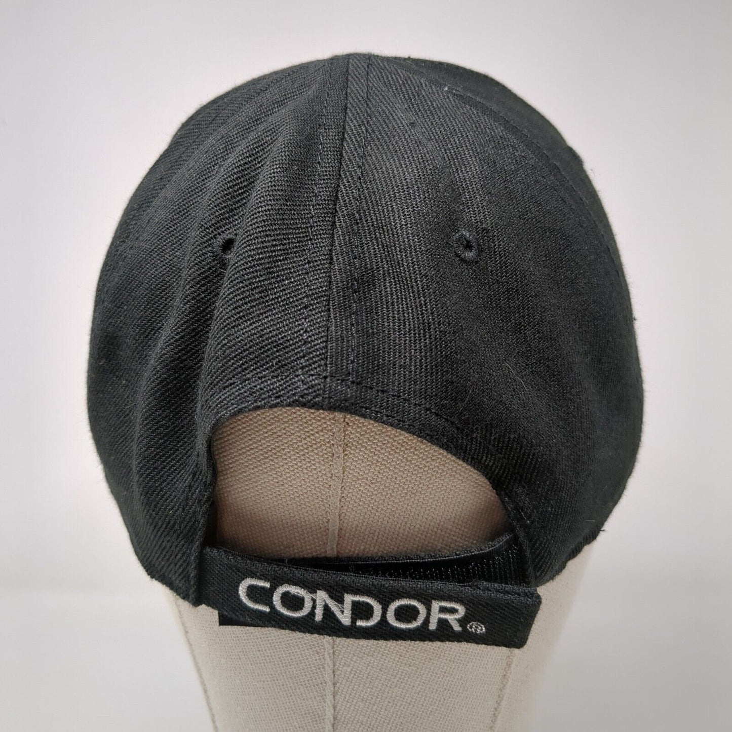 Condor Strapback Hat Black OSFM Adjustable Embroidered Solid 6 Panel
