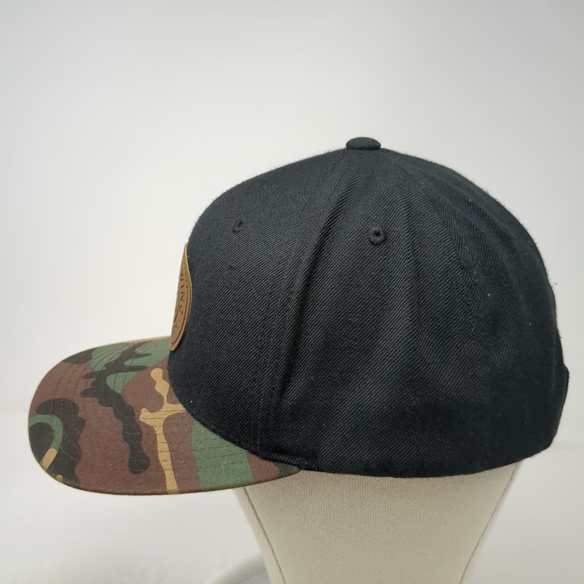 Yupoong Snapback Hat Black Green Brown Camo Bend Brewing Co Leather One Size