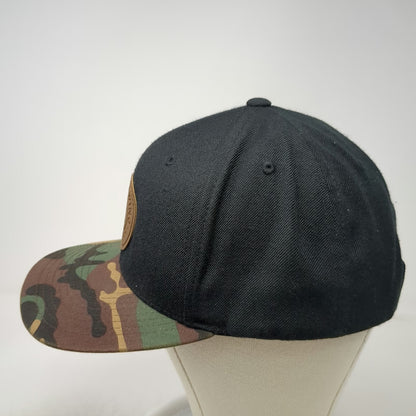 Yupoong Snapback Hat Black Green Brown Camo Bend Brewing Co Leather One Size
