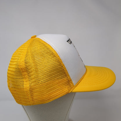 Virginia City Montana Snapback Rope Trucker Hat Orangish-Yellow OSFA Mesh Back