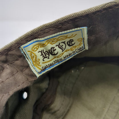 Heve Army Cap Brown One Size Studded Distressed Cotton Slideback Buckle Hat