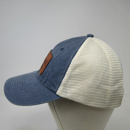 Sportsman Trucker Hat Blue White One Size Leather Patch Mesh St John USVI Bar