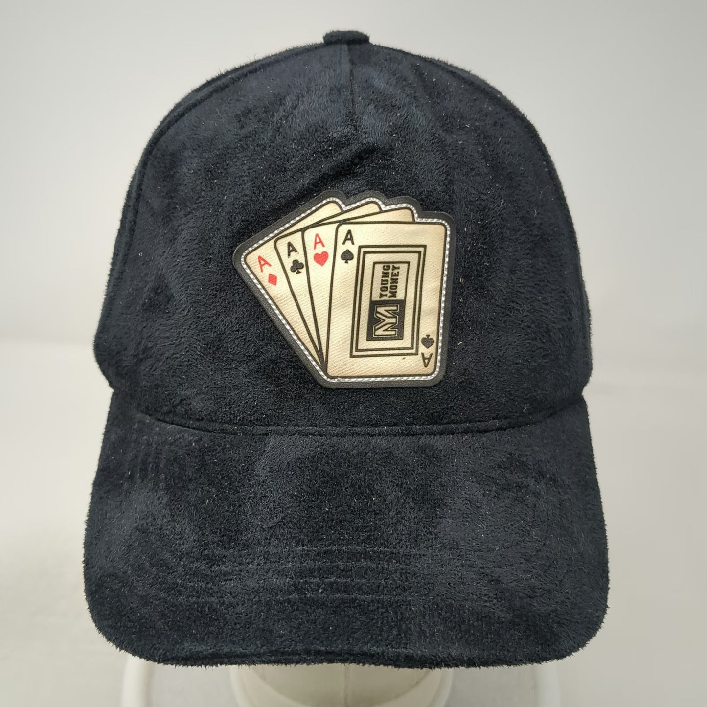 Young Money 5 Panel Black Hat One Size Suede Cards Join Good Poker Strapback