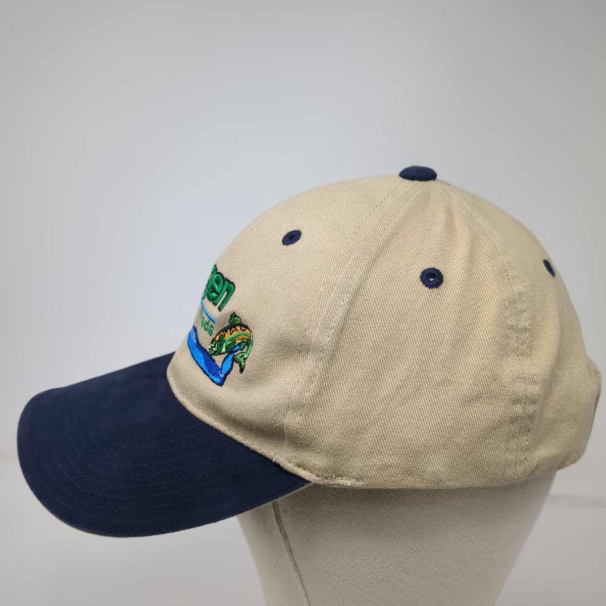 Otto Baseball Cap Beige Blue One Size Rangen Aquaculture Feeds Fish Graphic Hat
