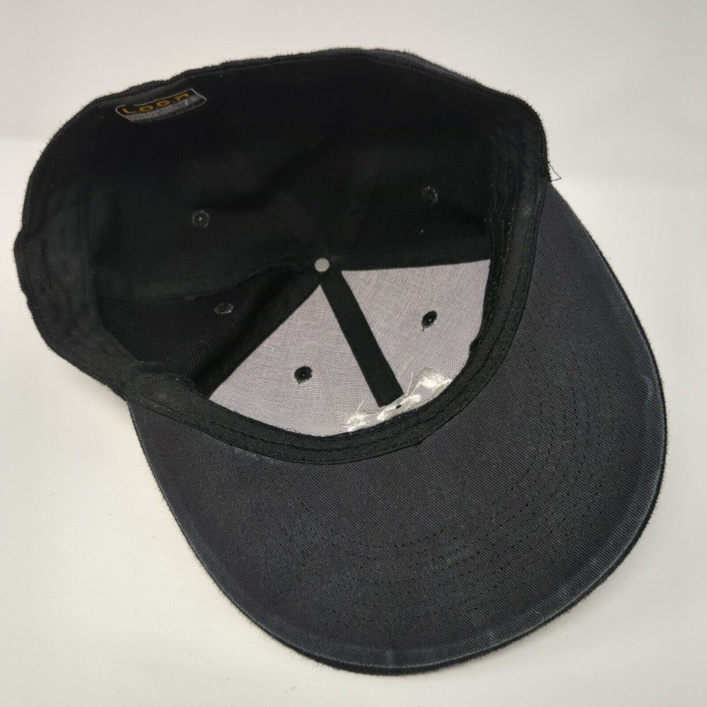 DC Fitted Hat Black 7 1/2 Embroidered Logo Solid Vent Holes L.O.G.R