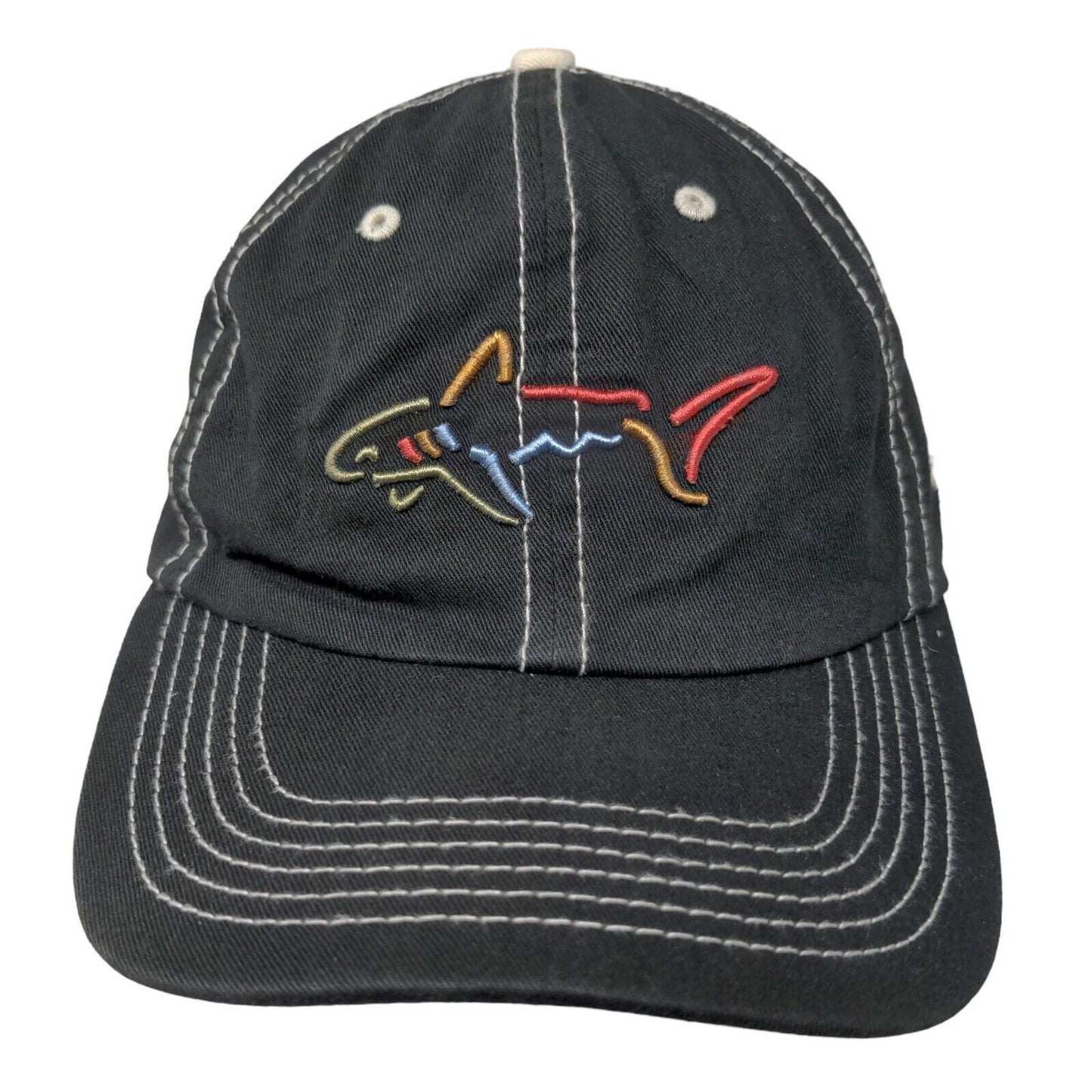 Greg Norman Strapback Hat Black OSFA Adjustable Embroidered 6 Panel