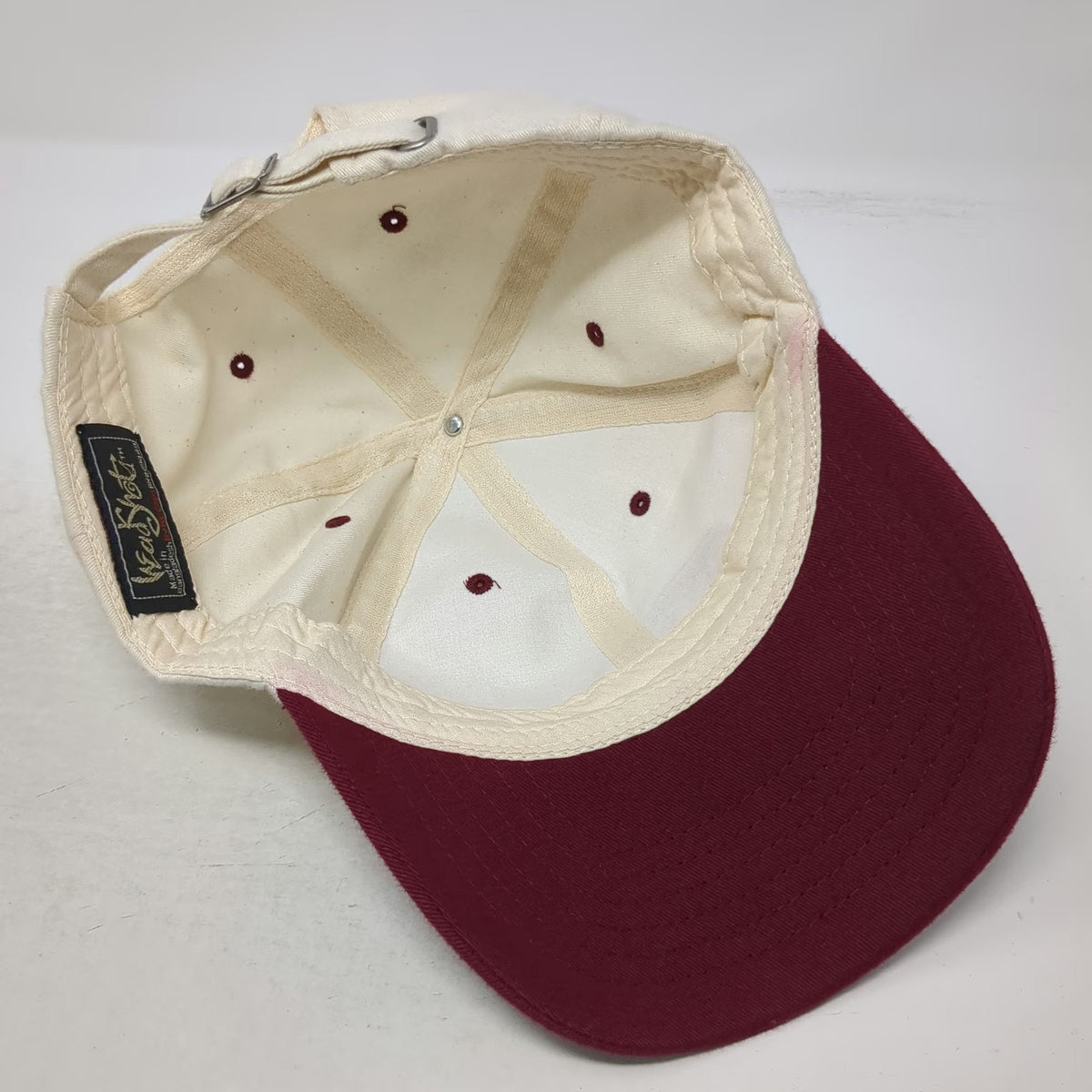 HeadShot Baseball Cap White Red One Size Eyeland Optical Centers Slideback Hat