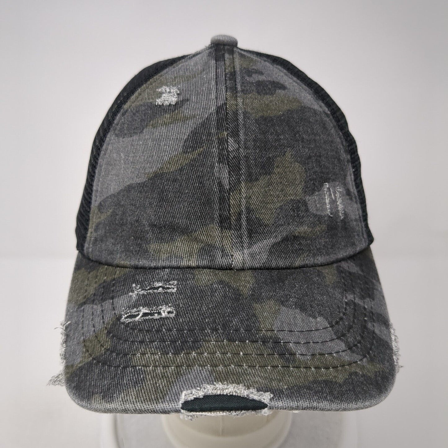 C.C Exclusives Strapback Trucker Hat Ponytail Camo One Size Adjustable