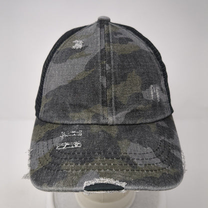 C.C Exclusives Strapback Trucker Hat Ponytail Camo One Size Adjustable