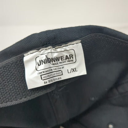 Unionwear Baseball Cap Black XL USA Made Veca Electric US Flag Logo Hat
