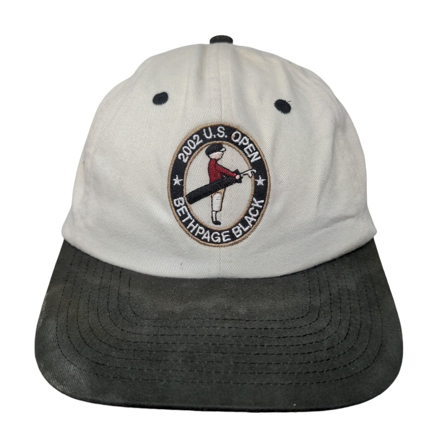 2002 US Open Bethpage Black Slideback Hat Cream One Size USGA Vintage Made USA