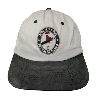 2002 US Open Bethpage Black Slideback Hat Cream One Size USGA Vintage Made USA