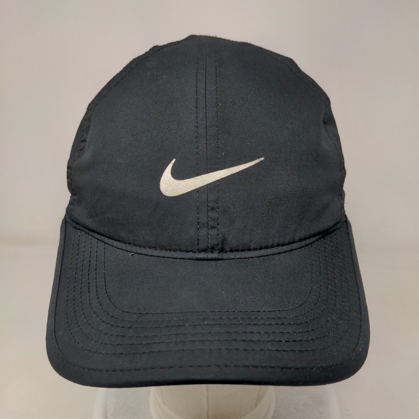 Nike Swoosh Featherlight Strapback Hat Black One Size Adjustable Dri-Fit
