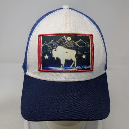 Art 4 All Abby Paffrath Bison Patch Blue One Size Trucker Hat Snapback Mesh Back
