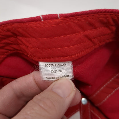 Unbranded Strapback Hat Red One Size Adjustable Vented Holes 6 Panel Blank