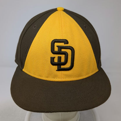 New Era San Diego Padres MLB Baseball Cap Brown Yellow 7 3/4 Fitted 59FIFTY Hat