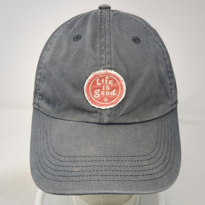 Life is Good Baseball Cap Gray One Size Slideback Cotton Embroidered Patch Hat