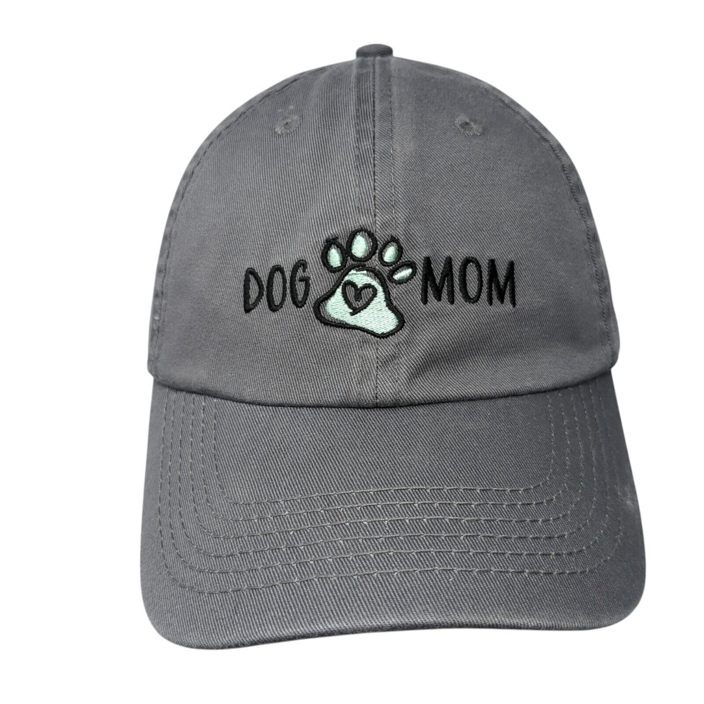 Dog Mom Slideback Hat Gray One Size Embroidered Paw Open Road 6 Panel