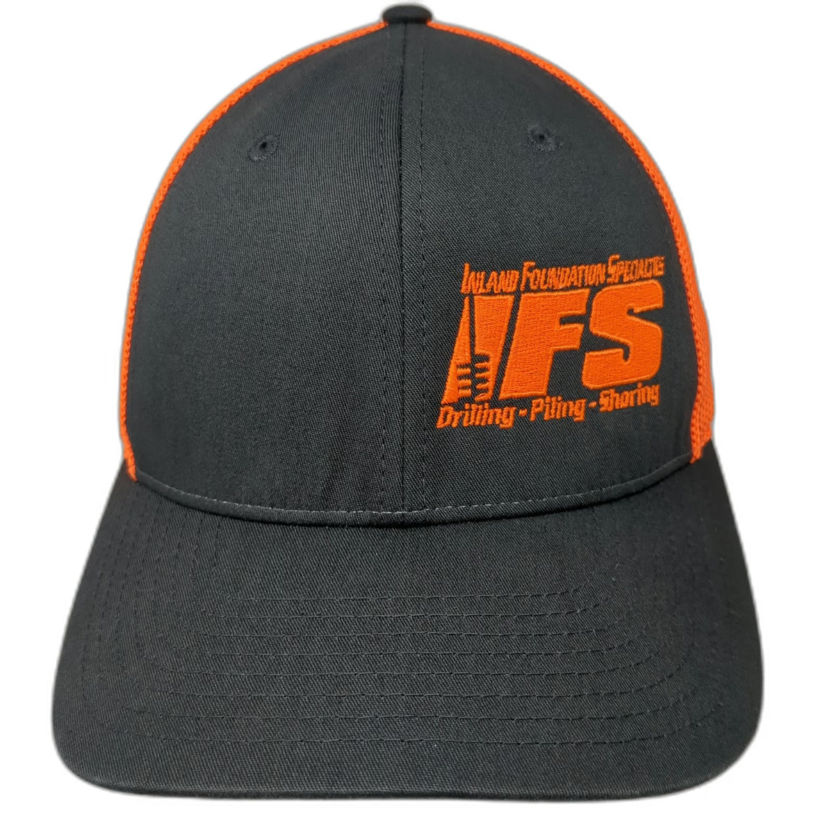 Richardson Baseball Cap Black Orange M IFS Drilling Piling Shoring Mesh Hat