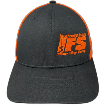 Richardson Baseball Cap Black Orange M IFS Drilling Piling Shoring Mesh Hat