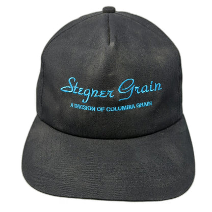 Black Trucker hat Vintage Snapback Stegner Grain Columbia Agriculture Embroider