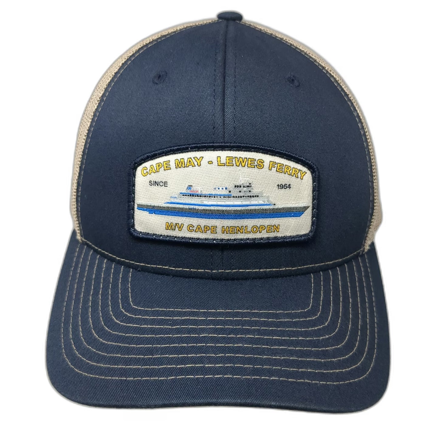 Richardson Trucker Hat Blue One Size Cape May Lewes Ferry Patch Mesh Snapback