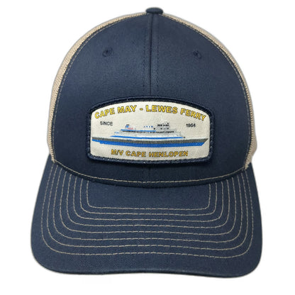 Richardson Trucker Hat Blue One Size Cape May Lewes Ferry Patch Mesh Snapback